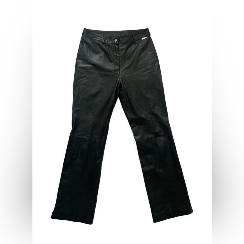 St. John Sport By Marie Gray Women's Black 100% Leather Pants Size 10